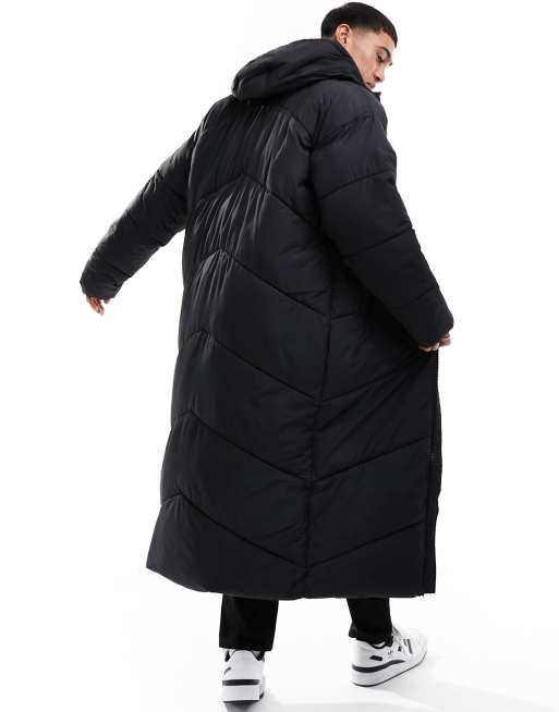 Jack Jones super long puffer jacket in black ASOS