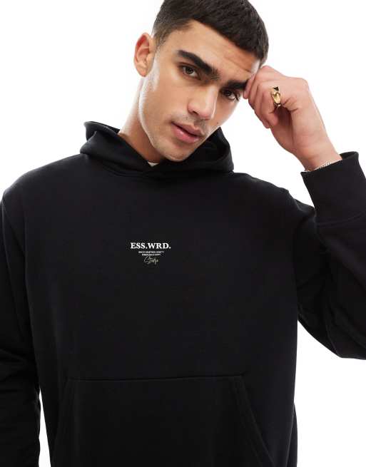 Jack & Jones super oversized 400gsm heavyweight hoodie with studio back print in black, 4 of 4