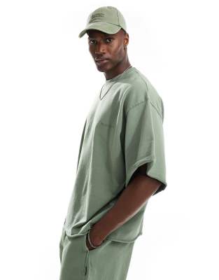 Jack & Jones Super Oversized Heavyweight Short Sleeve Sweatshirt In Green