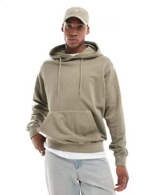 super oversized hoodie in washed khaki-Green