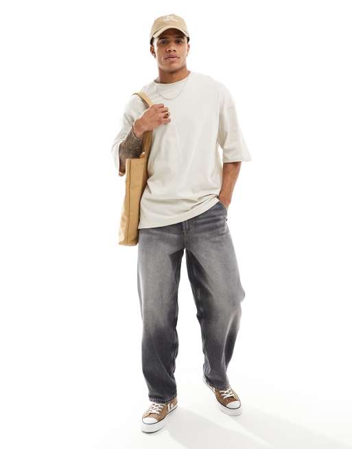 Jack & Jones - Super-oversized T-shirt i beige