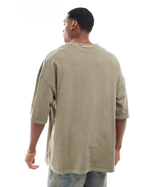 Jack & Jones super oversized t-shirt in washed khaki, 2 of 4