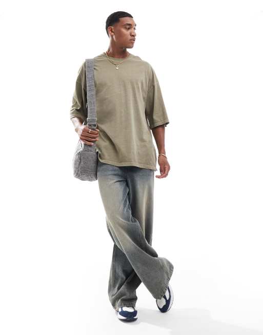 Jack & Jones super oversized t-shirt in washed khaki, 4 of 4