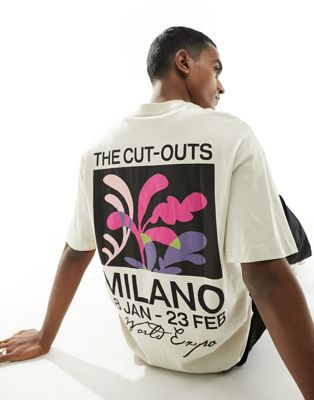 Jack & Jones super oversized t-shirt with Milano in beige-Neutral
