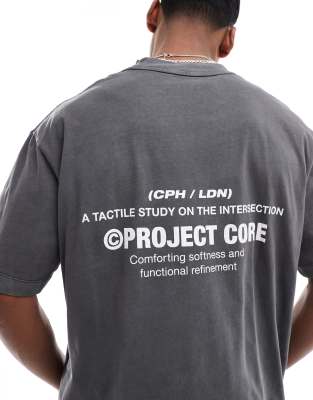 Jack & Jones super oversized t-shirt with project core print in washed grey - view 1