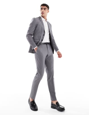 super slim fit suit pants in gray