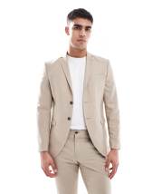 Jack & Jones Premium linen mix slim fit suit blazer in beige 