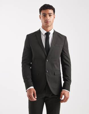 Jack & Jones Jack & Jones super slim suit jacket in dark green