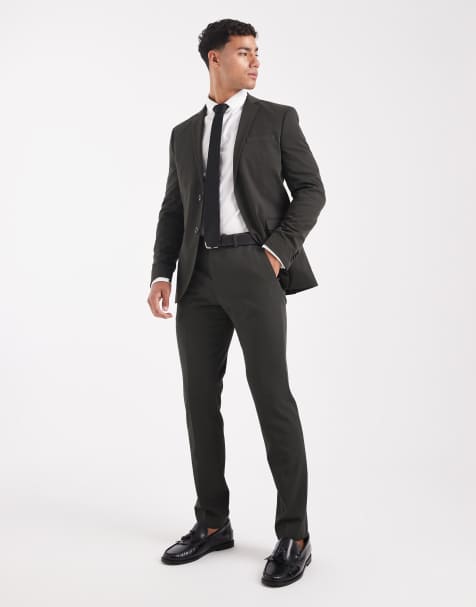 Jack & Jones super slim suit pants in dark green - view 1