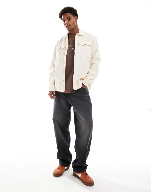 Jack Jones Surchemise oversize en velours cotele Ecru ASOS