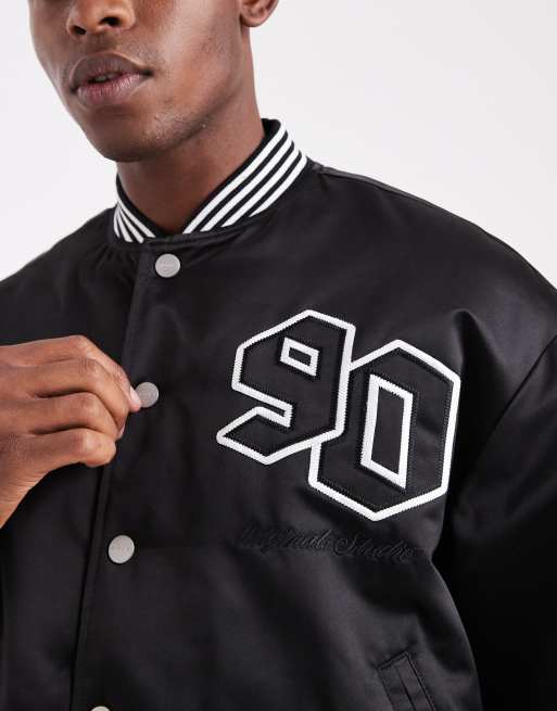 Jack & Jones – Svart bomberjacka i collegestil, 5 av 5