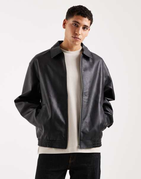 Jack & Jones – Svart bomberjacka i läderimitation - view 1