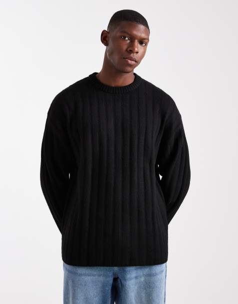Jack & Jones – Svart, bredribbad tröja i oversize - view 1