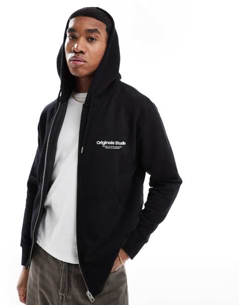 Jack & Jones – Svart huvtröja i oversize med dragkedja - view 1