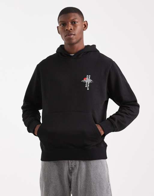 Jack & Jones – Svart huvtröja med bergstryck på ryggen, 3 av 5