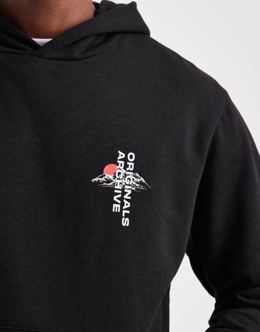 Jack & Jones – Svart huvtröja med bergstryck på ryggen, 5 av 5