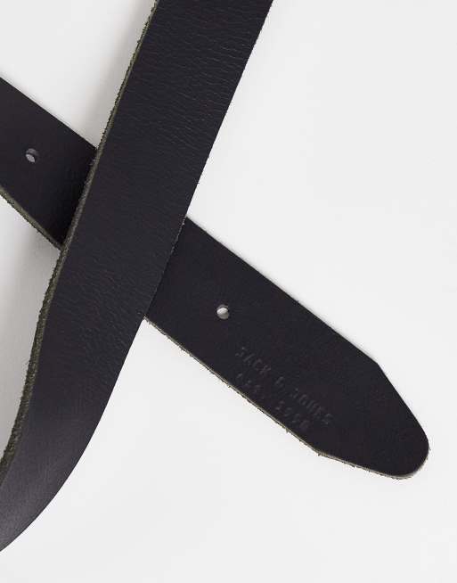 Jack & Jones – Svart, mjukt läderskärp med spänne och logga, 3 av 4