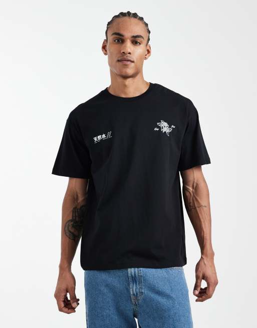 Jack & Jones – Svart och blå t-shirt med koi karp-tryck baktill, 3 av 5