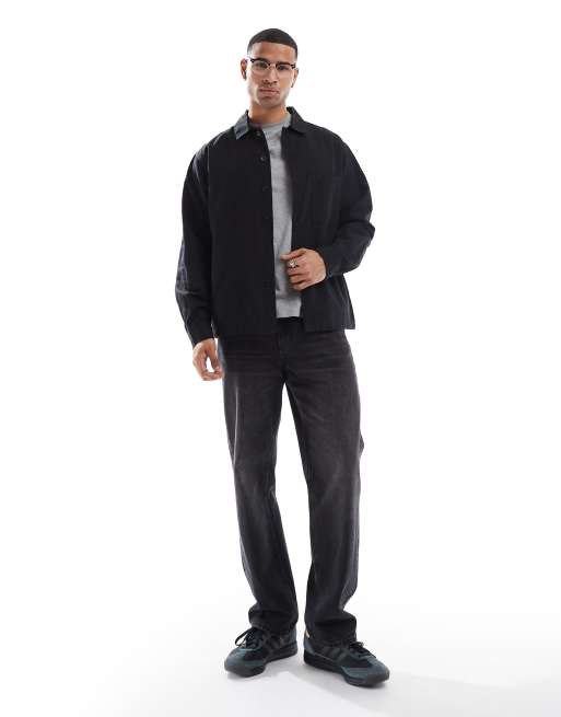 Jack & Jones – Svart overshirt i linnemix, 4 av 4