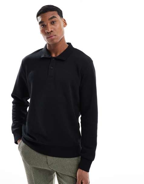 Jack & Jones – Svart pikétröja i sweatshirttyg - view 1