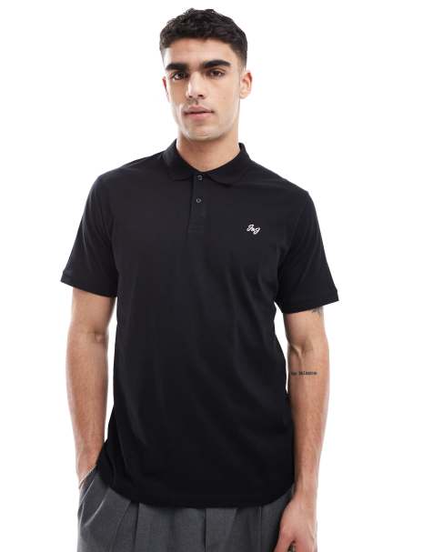 Jack & Jones – Svart pikétröja med broderad logga - view 1