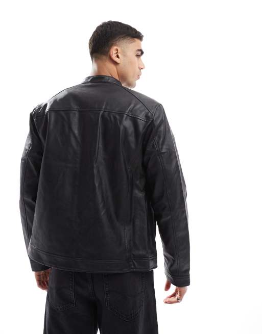 Jack & Jones – Svart racerjacka i läderimitation, 2 av 4