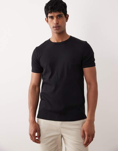 Jack & Jones – Svart, ribbad t-shirt i regular fit - view 1