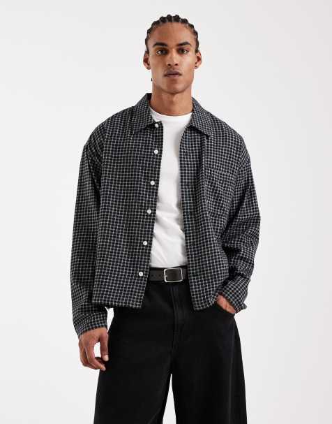 Jack & Jones – Svart, rutig skjorta med långa ärmar och boxig passform - view 1