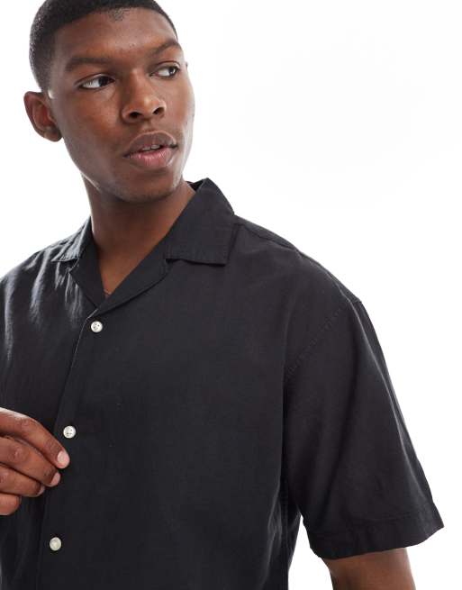 Jack & Jones – Svart skjorta i linnemix med platt krage, 2 av 4