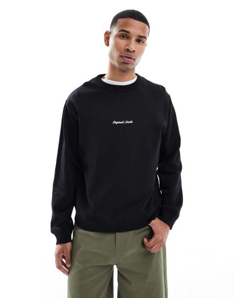 Jack & Jones – Svart sweatshirt i oversize med broderad logga - view 1