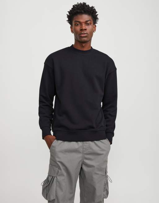 Jack & Jones – Svart sweatshirt Pyrenex i oversize med rund halsringning 