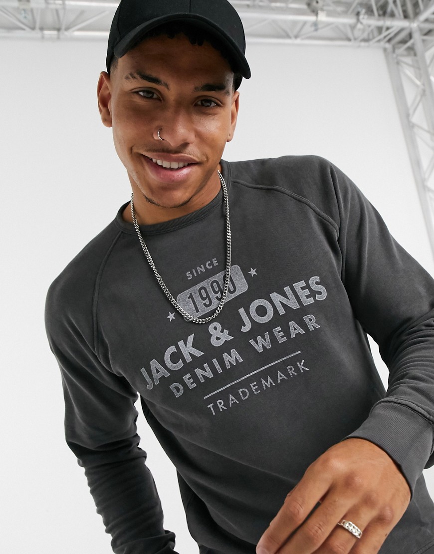 Jack & Jones – Svart sweatshirt med logga