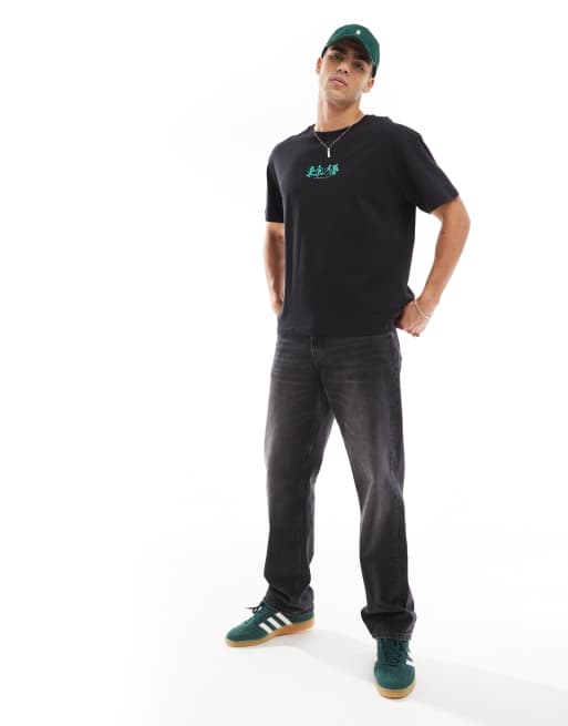Jack & Jones – Svart t-shirt i oversize med blomtryck , 4 av 4