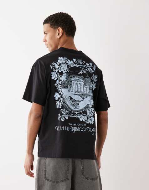 Jack & Jones – Svart t-shirt i oversize med italienskt tryck baktill - view 1