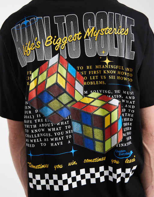 Jack & Jones – Svart t-shirt i oversize med kub-tryck baktill, 5 av 5