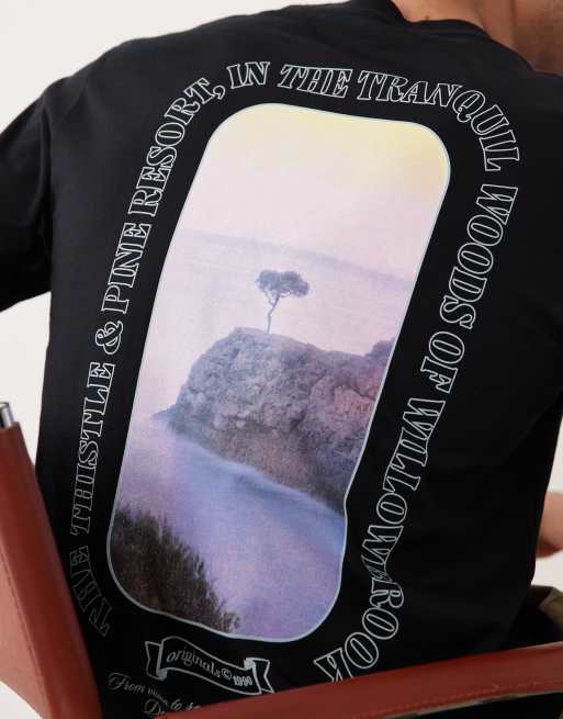 Jack & Jones – Svart t-shirt i oversize med landskapstryck baktill, 3 av 5