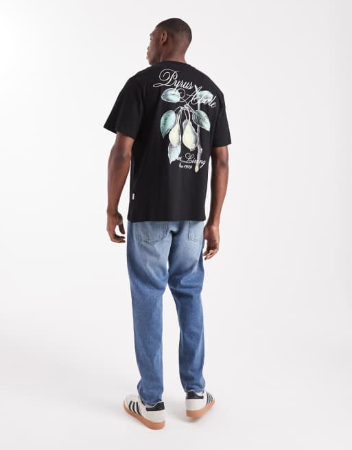 Jack & Jones – Svart t-shirt i oversize med pärontryck, 2 av 5