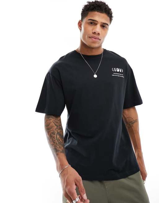 Jack & Jones – Svart t-shirt i oversize med sol- och måntryck baktill , 2 av 4