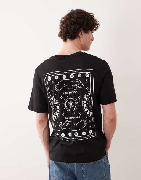 Jack & Jones – Svart t-shirt i oversize med zodiaktryck baktill - view 1