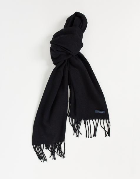 Jack & Jones – Svart, vävd halsduk med fransar - view 1