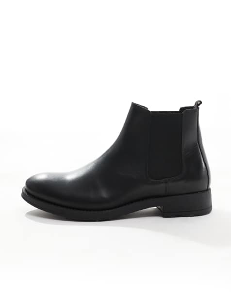 Jack & Jones – Svarta chelseaboots i läder - view 1