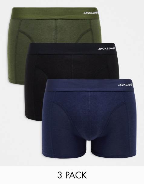 Jack & Jones – Svarta, ljusbruna och kakifärgade trunks, 3-pack - view 1