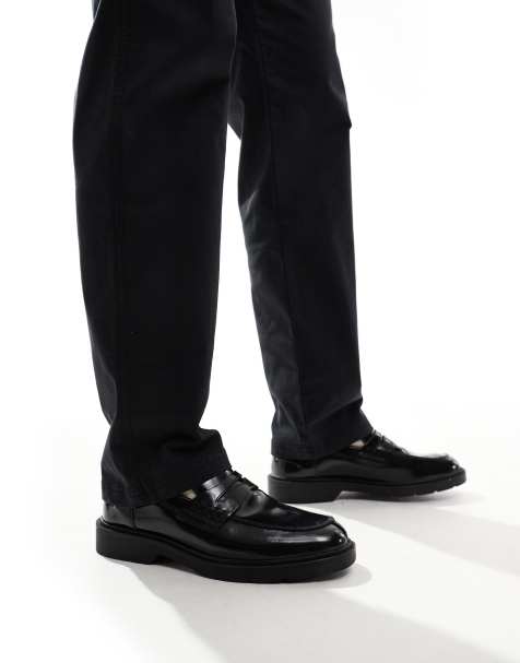 Jack & Jones – Svarta penny-loafers med grov sula - view 1