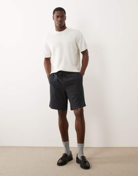 Jack & Jones – Svarta shorts i linnemix med dragsko - view 1