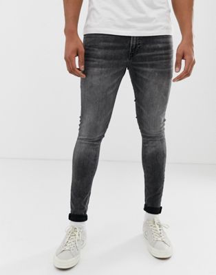 Jack & Jones – Svarta skinny jeans med tvättad look