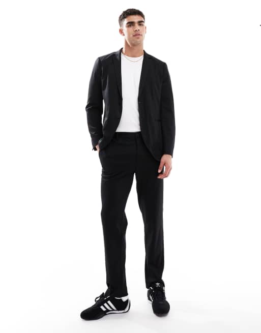 Jack & Jones – Svarta, smala kostymbyxor i jersey, del av kostym, 2 av 5