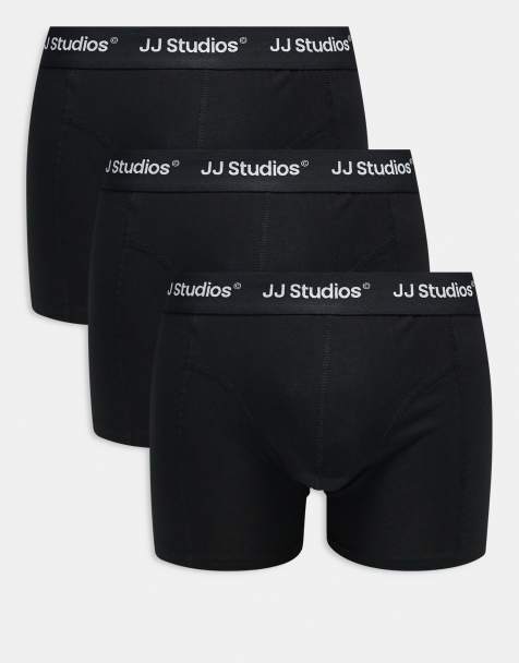 Jack & Jones – Svarta trunks med logga på midjebandet i 3-pack - view 1