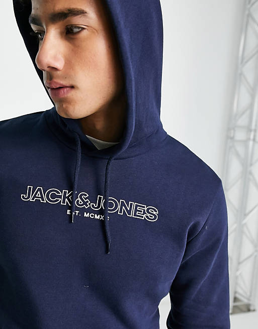 Jack & Jones - Sweat à capuche à logo - Bleu marine