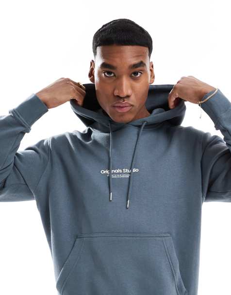 Jack & Jones - Sweat à capuche oversize avec logo sur la poitrine - Bleu sarcelle - view 1