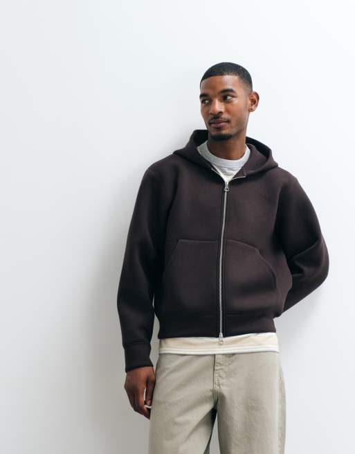 Jack & Jones sweat à capuche style scuba zippé double en marron, 3 de 5